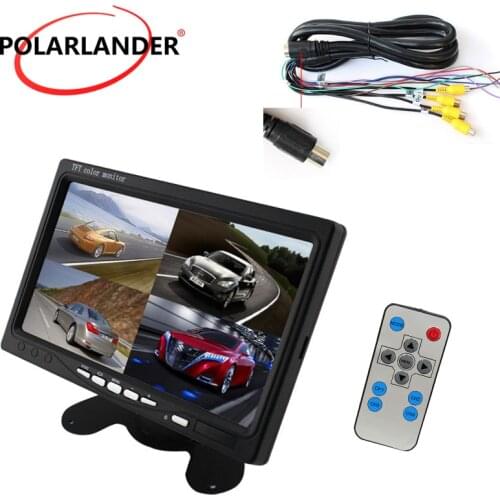 Polarlander Split Screen 6 Mode Display DC12V-24V 7" LCD 4CH Video input Car Video Monitor For Front Rear Side View Camera Quad