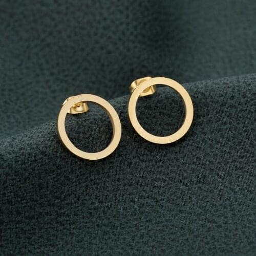 Simple Fashion 10pairs Boho Jewelry Gold Colour Open Circle Stainless Steel Stud Rose Gold Earring for Women Jewelry Gift
