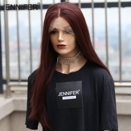 Synthetic Purple/Red/Orange/Dark Purple/Brown/Color mixing 6 color Lace Front Wigs For Women Long Silky Straight Cosplay Daily