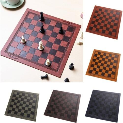 Embossed Design Leather International Chess Board Games Mat Checkers Universal Chessboard Kids Birthday Gift