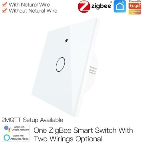 Tuya ZigBee Smart Light Switch With/Without Neutral Wire Two Wiring Methods AC100-240v Work With Alexa Google Home voice