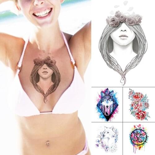 1PCS Temporary Tattoo Sticker Bohemian Totem Large Arm For Men Women Body Art Sticker