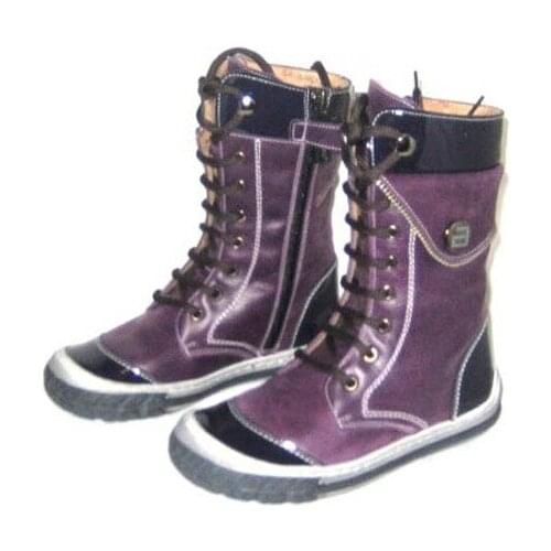 Platform leather and patent leather high boots for girl