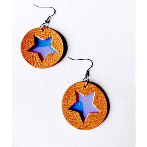 Double Sides Print PU Pride Earrings Star Earrings For Women Leather Teardrop Earrings Leather Earrings