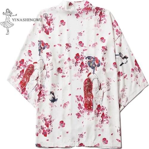 12 Styles Print Kimono Coat Japanese Costume T-shirt Men Harajuku Women Tops Bra Japan Haori Cardigan Shirt Yukata Coats Jacket