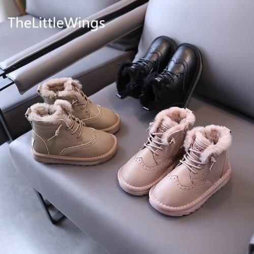 Winter 2020 new childrens snow boots Girls School Shoes Boys warm boots 1-15 years old Super soft and comfortable British style