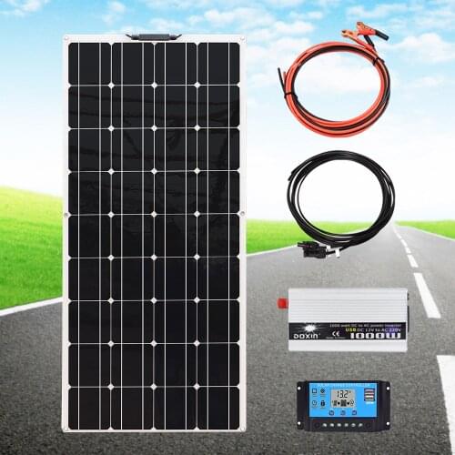 120 Watt 18v Flexible Solar Panel Kit with Controller cable Charge 110V 1000w inverter 12v Batteries Sailboats Motorhomes etc