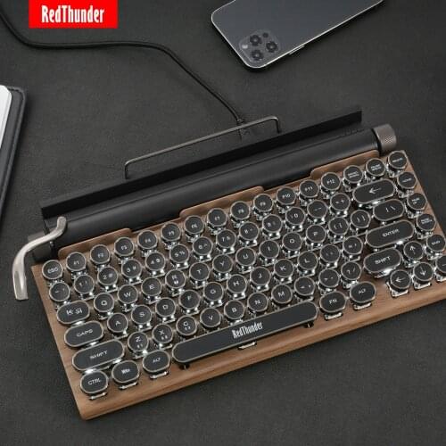 RedThunder Wireless Bluetooth Mechanical Keyboards Dot Retro Typewriter Computer Keyboard 83 Keys Gaming Keyboards For PC Laptop