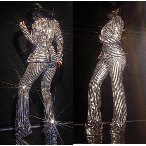 Shiny suit party female singer stage costume DJ Women girl stage dance wear