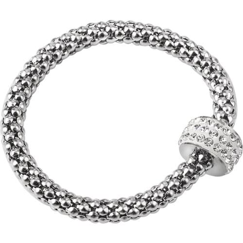 Round Bead Bracelet Bangles Accesories For men women Fashion silver Color elastic Corn Bracelet Chain Stainless Steel jewelry