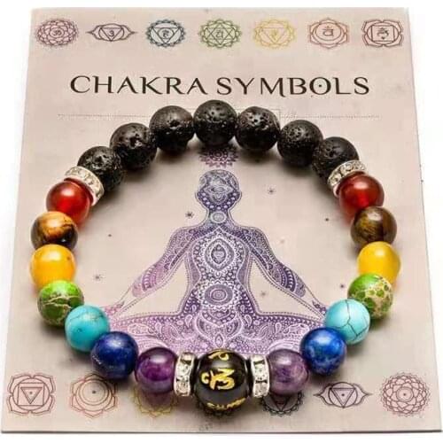 7 Chakra Bracelet with Meaning Cardfor Men Women Natural Crystal Healing Anxiety Jewellery Mandala Yoga Meditation Bracelet Gift