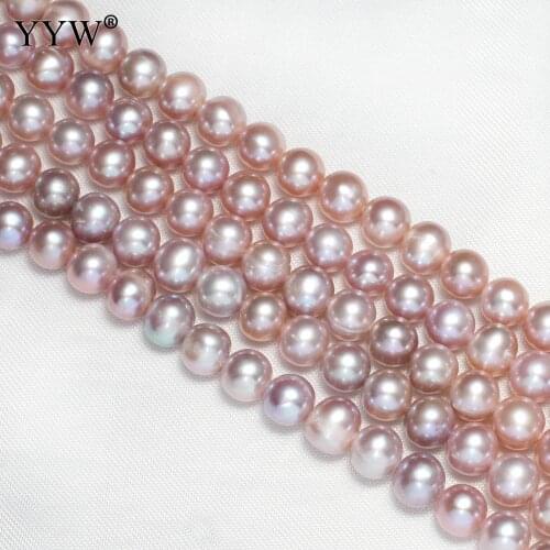 7-8mm Cultured Round Freshwater Pearl Beads High Quality 15inch Punch Loose Beads For Diy Women Elegant Bracelet Jewelry Making