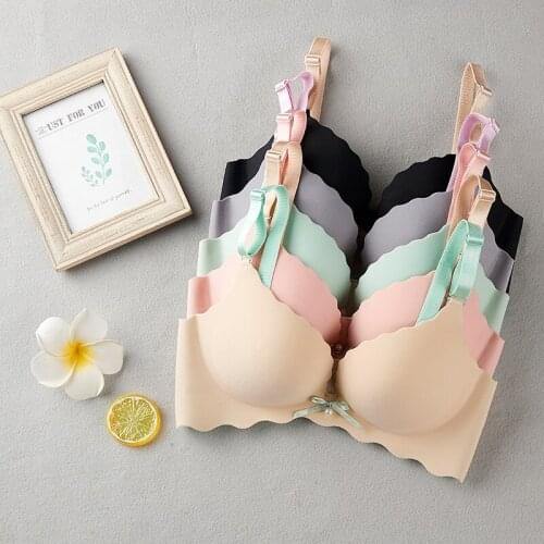 Wire Free Padded Push Up bra Pull Rope Seamless women Bra Gather breast Adjustable sexy Bra sexy belt pull B push up bra