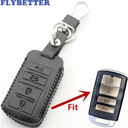 FLYBETTER Genuine Leather 4Button Keyless Entry Smart Key Case Cover For Kia Sorento/K900/New K7/Cadenza Car Styling L569