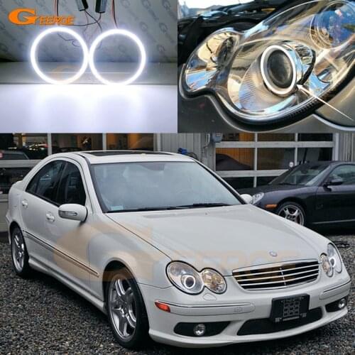 For Mercedes Benz C-CLASS W203 C230 C320 C350 C55 C32 2001-2007 Xenon HD Ultra bright COB led angel eyes halo rings Day Light