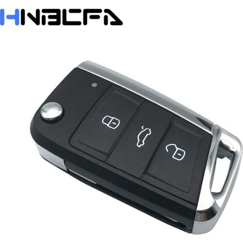 For Volkswagen VW Passat Golf 7 MK7 Beetle Bora Polo Seat Leon For Skoda Octavia Flip Folding Replacement Car Key Case 3 Button