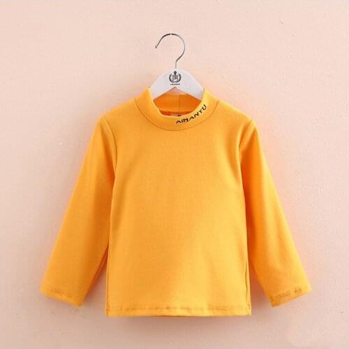 2020 Pure 100% Cotton Girls T-Shirt Long-sleeve Baby Kids Turtleneck Bottoming Shirt for Children Clothes New Spring Girl Tops