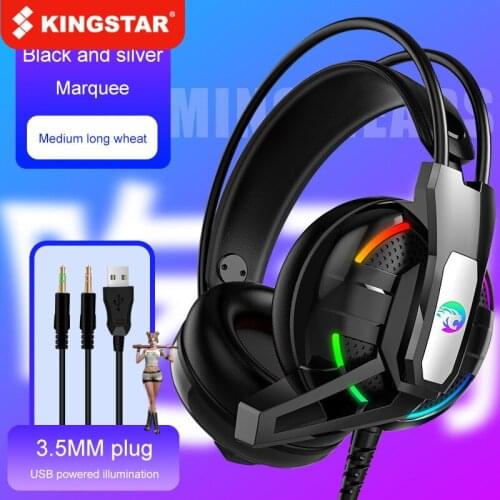 KINGSTAR PC Gaming Headphones Leather Ear-cap Wired Headset 3.5mm Lighting Earphone Non-slip Headset With Microphone
