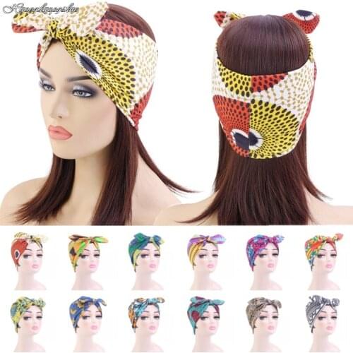 Summer Bohemian Printed Hair Bands Women and Girls Twist Elastic Stretch Headbands Ribbons Bandanas Turban African Headwrap Cap