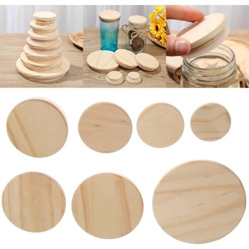 Various Sizes Bamboo Lids Reusable Mason Jar Canning Caps Non Leakage Silicone Sealing Wooden Covers Drinking Jar Home Supplies