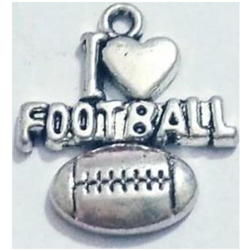 Fashion 50Pcs I love basketball football volley Charms Pendants Vintage Sport Necklace Bracelet Jewelry Accessories