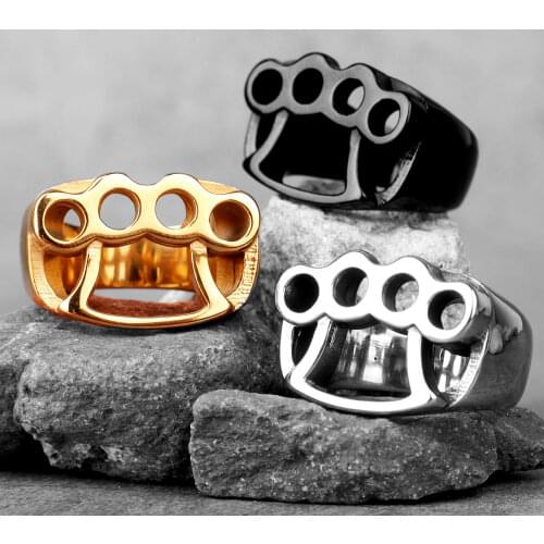 Stainless Steel Man Men Rings Fight Boxing Knuckles Creativity Personality for Male Boyfriend Fashion Accessories Jewelry Gift