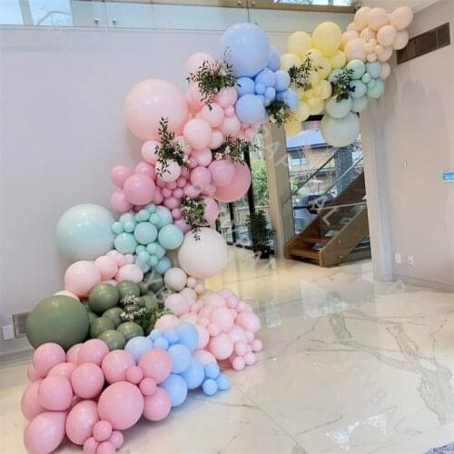 212Pcs Macaron Rainbow Color Balloon Garland Arch Kit Avocado Green Latex Balloons Set For Wedding Birthday Party Decoration