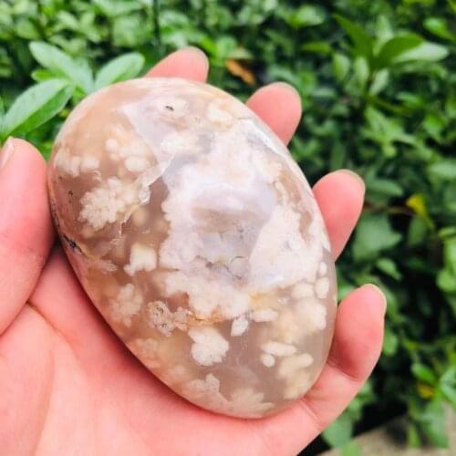 1pc 60g-260g Natural Polished Crystal Cherry Blossom Flower Agate Palm Stone for Healing Gifts