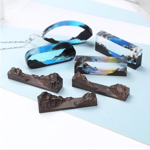 New Natural sandalwood snow mountain Resin Decorative Craft DIY Bracelet pendant Micro landscape makeing for jewelry