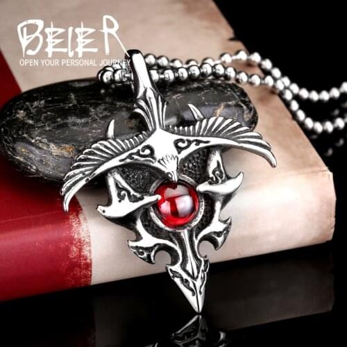 Beier new store 316L Stainless Steel pendant necklace eagle with stone pendant jewelry LLBP8-097P