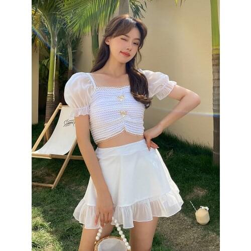 Beach Wear Onepiece Swimsuit Push Up Swimwear For Women Monokini Japan Swim Suit Plus Size Mayo 2021 Retro Korean Short White