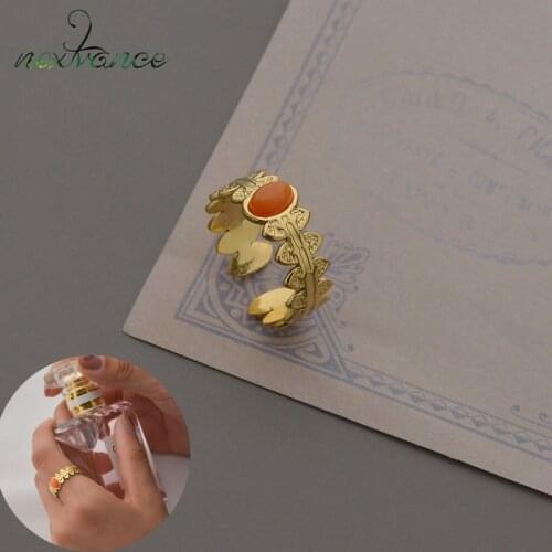 Nextvance Inlaid With Green Stone Ring Stainless Steel Adjustable Retro Gold Rings For Women Lover Animal Jewelry Gift