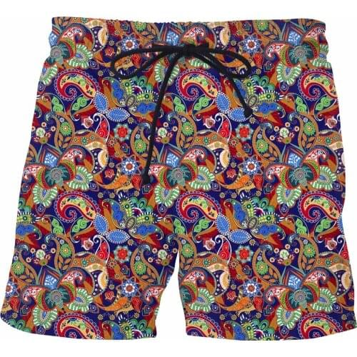 Full Printed Mens Shorts Unisex Streetwear Elastic Waist Shorts Summer Beach Harajuku Casual Shorts Have belt