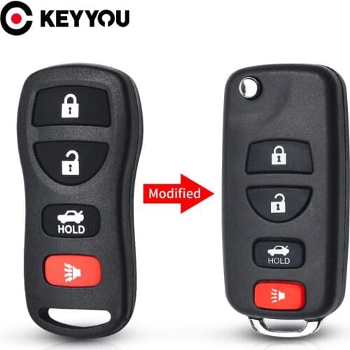 KEYYOU For NISSAN Pathfinder Titan Versa Maxima Frontier Xterra Murano INFINITI Modified Flip Folding Car Key Shell Case