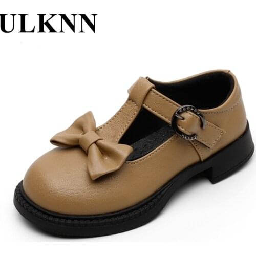 ULKNN Girls Princess Shoes 2021 New Soft-soled Childrens Single Shoes Kids Show Black Small Leather Bow Baby Brogue Shoes