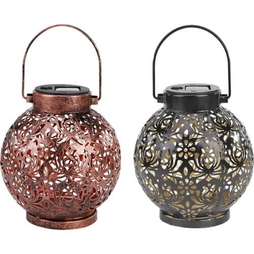 Vintage Solar Lamp Solar LED Lantern Outdoor Garden Iron Hanging Lantern Lawn Path Landscape Decorative Light