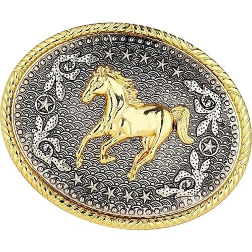 Western Rodeo Oval Belt Buckle Cowboy Horse Racing Mens Vintage Clothing Accessory