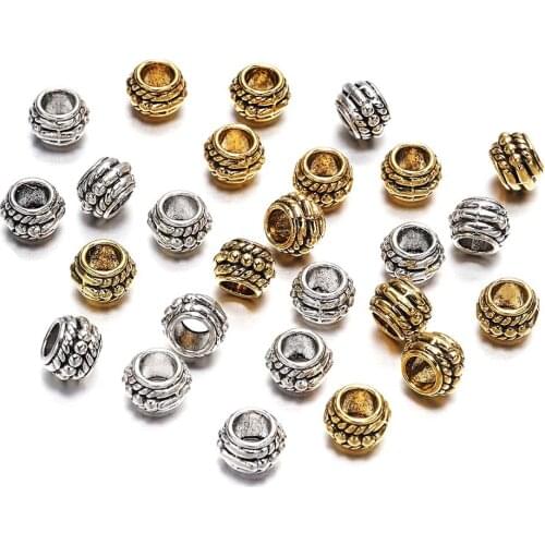 30pcs/lot 8mm Gold Antique Plated Loose Spacer Bead For Jewelry Making Vintage Bracelet Beads Findings Handmade Supplies