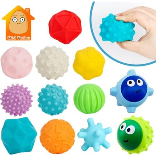 6-12PCS Baby Ball Toy Soft Infant Training Touch Senses Set Textured Rubber Massage Plastic Hand Ball Toys For Children Gift