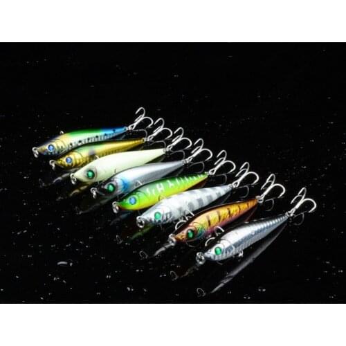 8Pcs/lot 8cm 15g Sinking Pencil Fishing Bait Lures Isca Artificial Minnow Wobblers With 2 Treble Hooks For Sea River Pesca