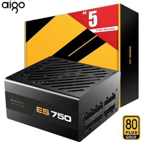 Aigo ES750 Atx Power Supply PC Psu Game 80plus Psu Gold Medal All Module Universal Voltage For 12v Computer 140mm Fan