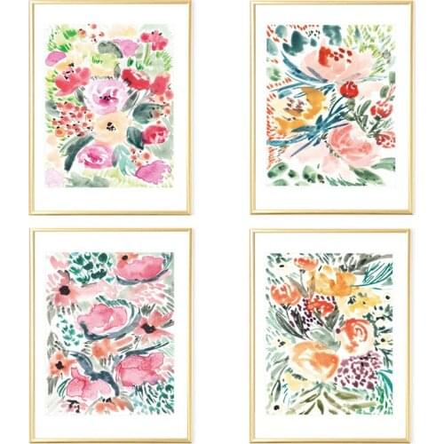 Watercolors Floral Posters and Prints Wall Art Canvas Painting Flowers Modern Wall Picture for Living Room Home Decoration