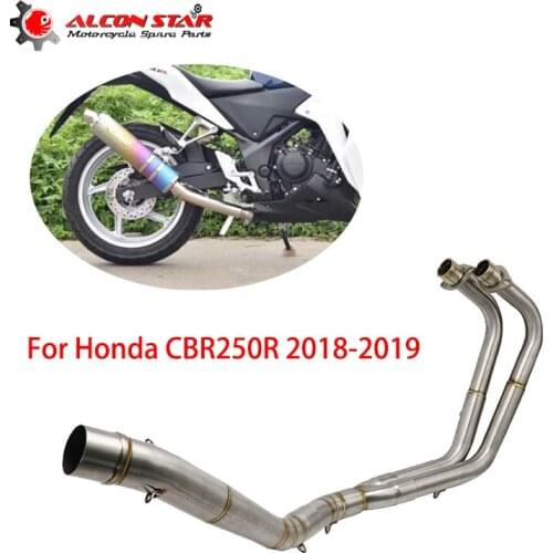 Alconstar For Honda CBR250R 2018 2019 Motorcycle Full Exhaust Link Pipe 51MM Front Connect Pipe Stainless Steel Tube Slip