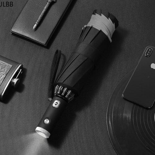 Automatic Reverse Umbrella with Led 10 Bone Windproof Folding Inverted