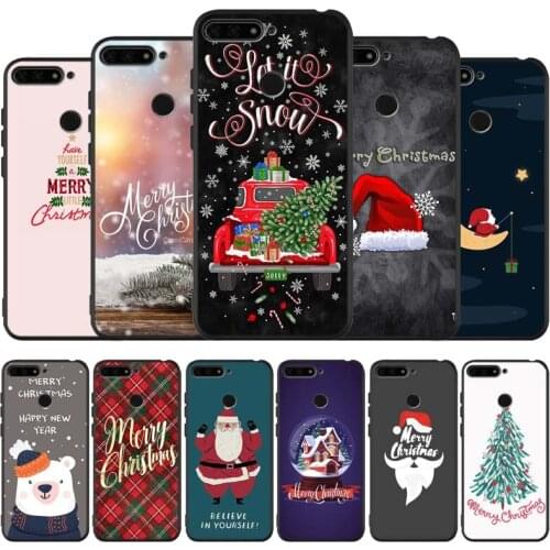 Merry christmas black Silicone Phone Case For honor 30 20 Pro 8 8X 9 10 20 Lite Mate 10 20 30 Lite Pro cover