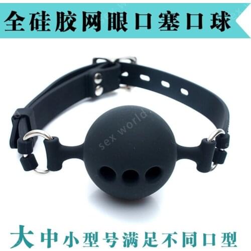 Black High Quality 100% Silicone Mouth Gag Mesh Ball Mouth Gag For Adult Games Fetish Bondage Erotic Slave Sex Toys For Couples