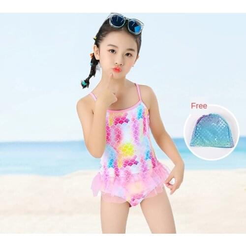 Kids Swimwear Little Girl One-Piece Little Princess Skirt Cute Baby Small Childrens Big Boy Mermaid Hot Spring Swimsuit