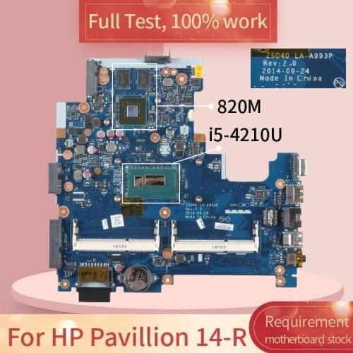 For HP Pavillion 14-R LA-A993P SR1EF i5-4210U N15V-GM-S-A2 DDR3 Notebook motherboard Mainboard full test 100% work
