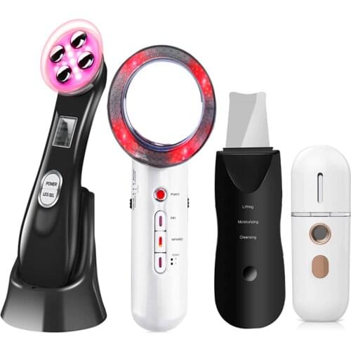EMS LED Light Facial Skin Care Beauty Machine Skin Scrubber Cavitation Body Slimming Massager Nano Sprayer Face Lifting