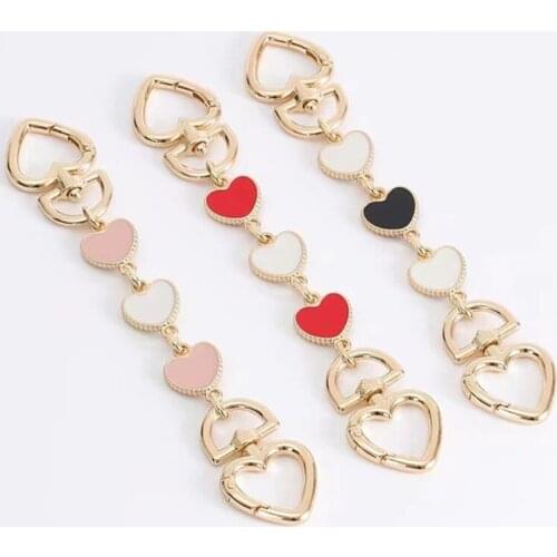 H9ED Heart Shape Purse Strap Extenders Chain Charms for Handbag Crossbody Shoulder Bag Accessories